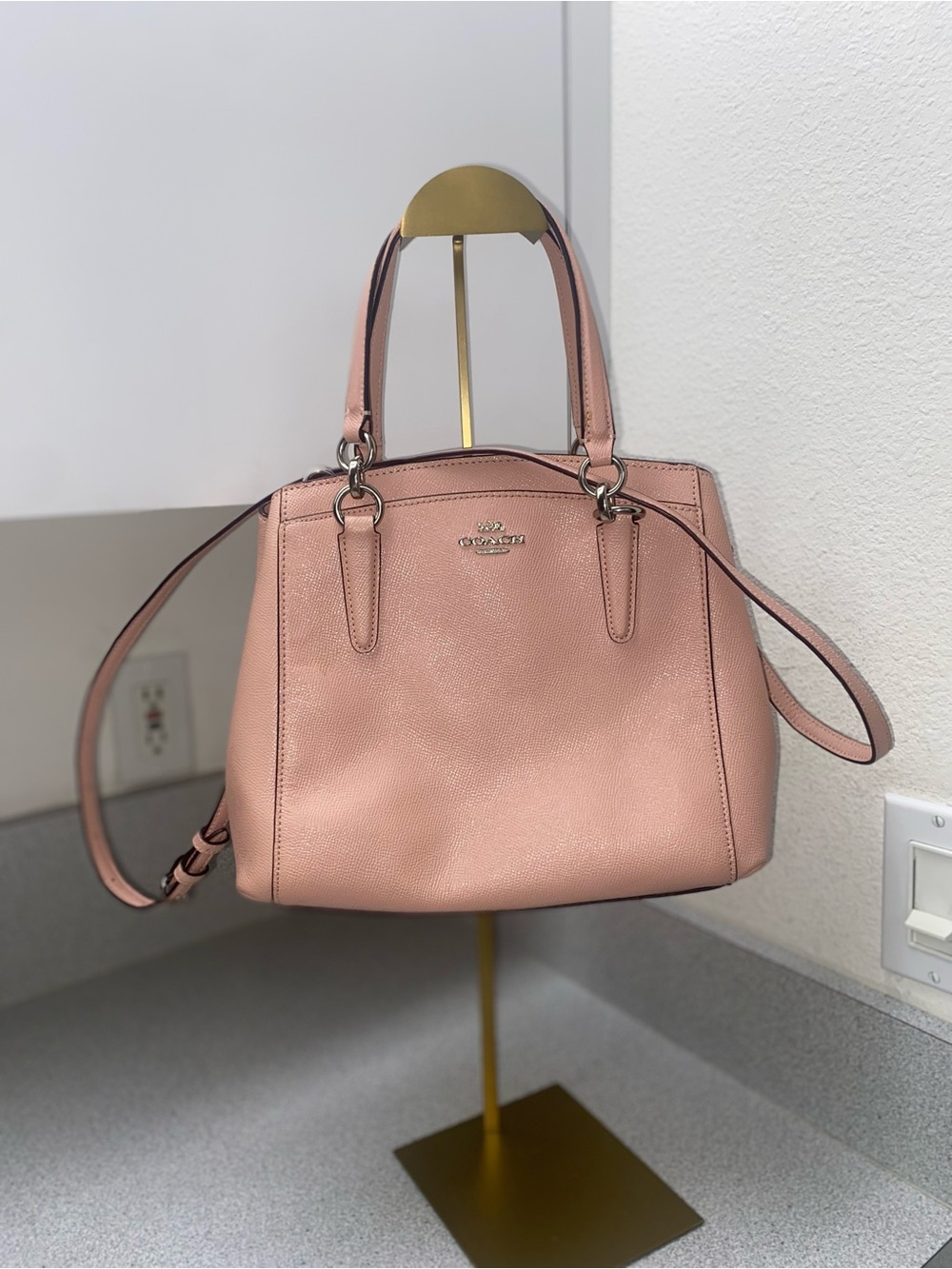 Coach Minetta Crossbody Satchel Petal Pink Leather F67091 COA